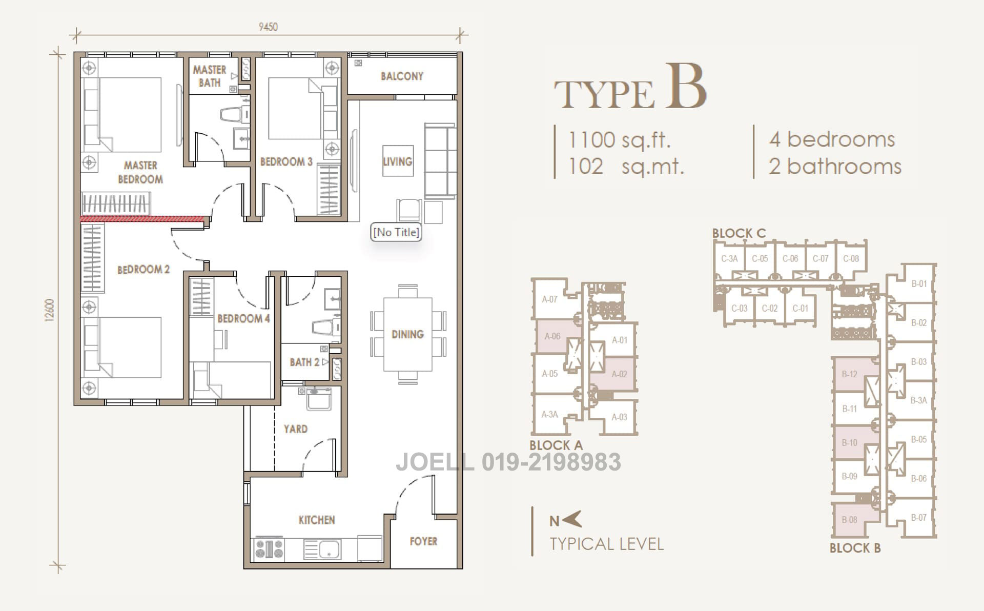 Type B 1100sf